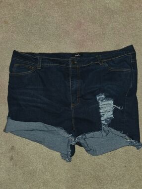 mark. Dark Blue Distressed Rolled-Hem Women’s Jean Shorts